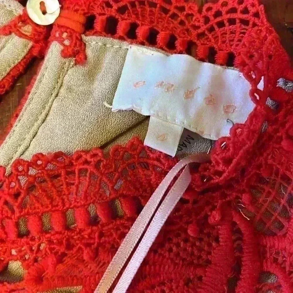 Entro Anthropologie red lace dress size small NWT - Picture 3 of 7